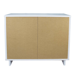English Elm Granville 38" White Dresser - Modern 3-Drawer Storage With Glam Gold Hardware & Ribbed Front Design B365S00074