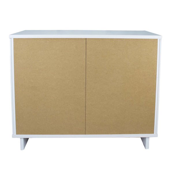 English Elm Granville 38" White Dresser - Modern 3-Drawer Storage With Glam Gold Hardware & Ribbed Front Design B365S00074