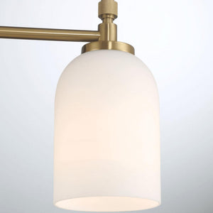 English Elm Ashcroft Furniture - Meadows Brushed Gold Three-Light Vanity Wall Sconce with White Frosted Glass for Bathroom Mirror B183P231793