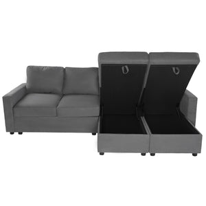 English Elm 103.9" Sectional Sofa with Hidden Storage Chaise, Reconfigurable U-Shape, 4 USB Ports, Durable Twill Upholstery Dark Gray N719S001950R
