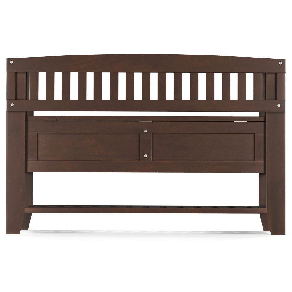 English Elm Acadian Solid Wood Entryway Bench with Lift-Top Storage & Shelf, Brunette Brown Finish, 48" B136P203423