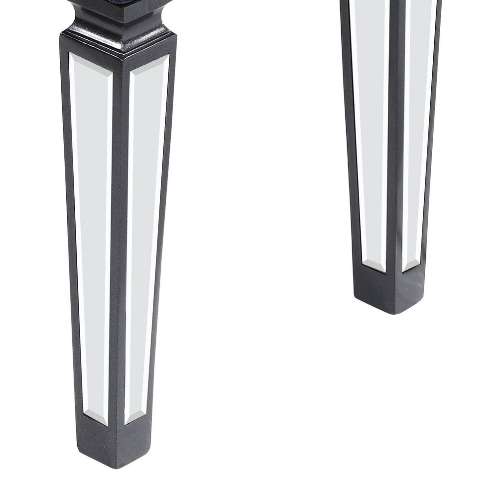 English Elm Dark Navy Velvet Tufted Bench with Mirrored Inlay Legs, Nailhead Trim & Plush Seat for Entryway B062P186458