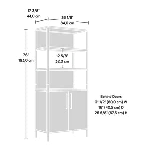 English Elm Bookcase With Doors - Versatile Brown-Finish Storage Solution For Modern Living Spaces & Offices B356P367797