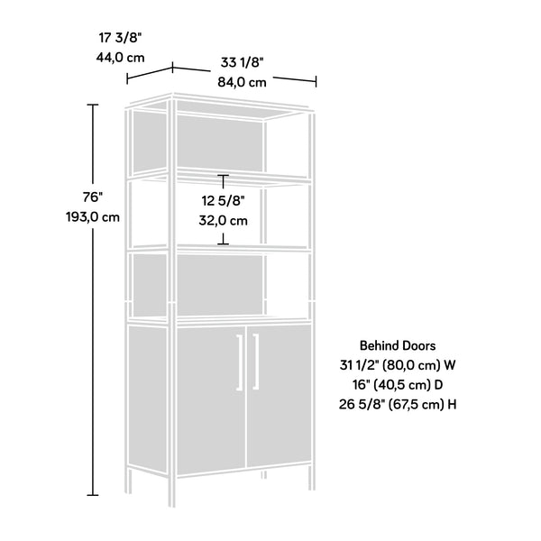 English Elm Bookcase With Doors - Versatile Brown-Finish Storage Solution For Modern Living Spaces & Offices B356P367797