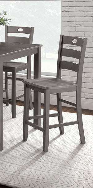 English Elm Gray 5pc Counter Height Dining Set - Square 36" Table & 4 Slat-Back Chairs, Transitional Style Durable Finish B2741P381493