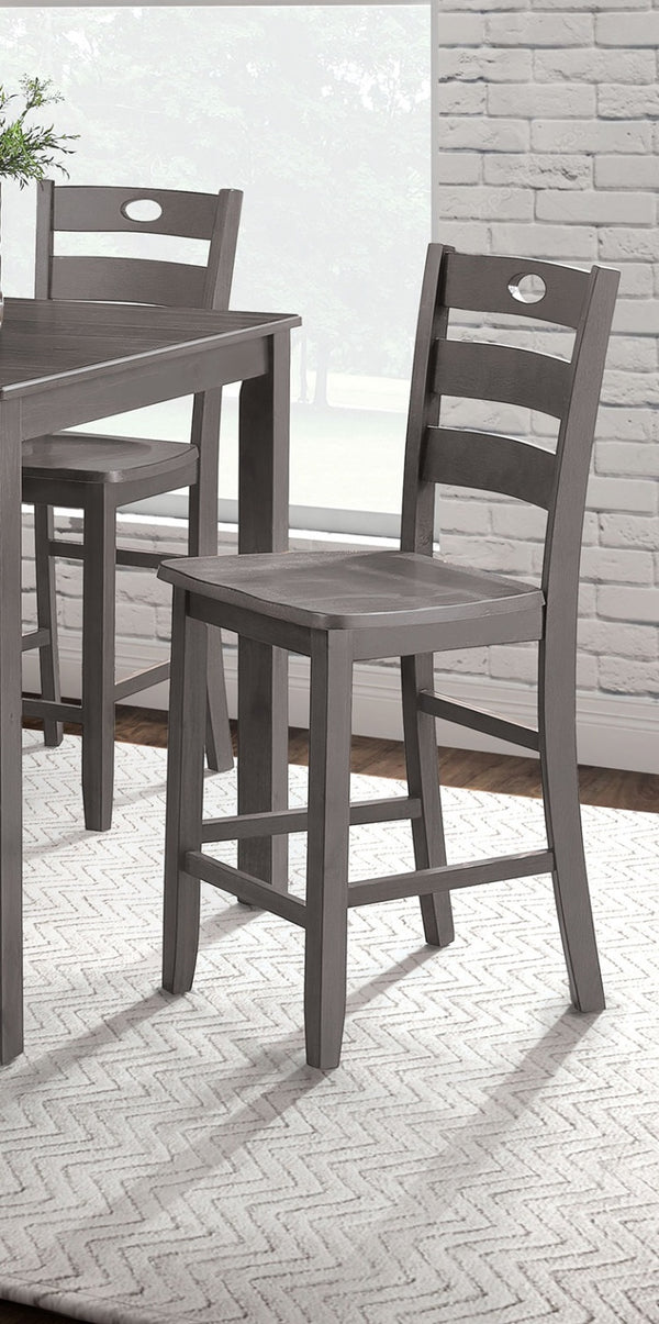 English Elm Gray 5pc Counter Height Dining Set - Square 36" Table & 4 Slat-Back Chairs, Transitional Style Durable Finish B2741P381493