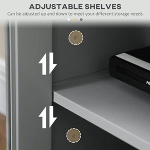 English Elm HOMCOM Compact TV Stand with Adjustable Shelves, Cable Management & Steel Frame for Small Rooms Gray W2225P229583