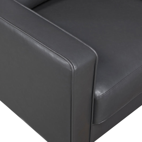 English Elm Modern 3-Piece Living Room Furniture Set: Sofa, Loveseat, Chair In Dark Gray Faux Leather Comfort B011S01980