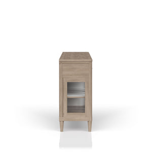 English Elm Power Raedy Sand Buffet with Glass Doors, Solid Wood/MDF, Power-Ready, 2 Drawers & Adjustable Shelf B2699P224826