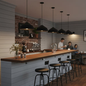 English Elm 22 Inch Matte Black Dimmable Led Pendant Etched Glass Diffuser for Dining Rooms B370P399325