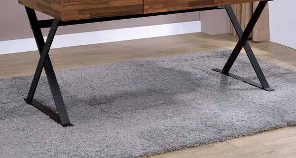 English Elm Industrial Writing Desk with Weathered Wood Top and Metal Frame, Sturdy Modern Laptop Workspace for Home Office Black 65 L x 29 W x 11 H B2741P339704