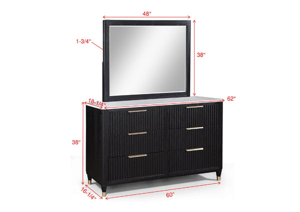 English Elm 1pc Contemporary 5-Drawer Tall Chest with Metal Knobs, Sleek Modern Finish for Stylish Bedroom Storage Black White 66 L x 21.3 W x 39 H B011P240211