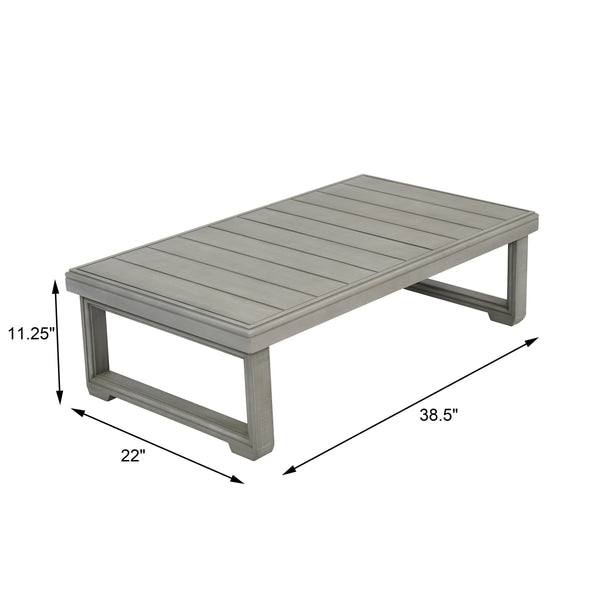 English Elm Christopher Knight Home® - WESTCHESTER Acacia Wood Outdoor Coffee Table with Rustic Slat Top and Durable Sled Legs, 38.5"W LIGHT GREY 42 L x 25 W x 5.5 H N776P301044G