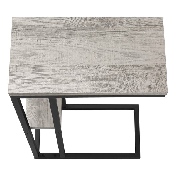 English Elm Accent Table - Sleek C-Shaped Design For Living Room & Bedroom - Grey Laminate With Black Metal Frame B2710P219397