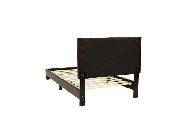 English Elm Modern Faux Leather Upholstered Bed Queen Size with Adjustable Headboard, Low-Profile Slat Support Frame, Sleek Contemporary Design Brown,Espresso 45 L x 31 W x 7 H B011P395417