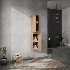 English Elm 12" Bathroom Side Cabinet - Sleek Wall-Mounted Organizer With Soft-Close Doors & Stylish Design W999S00216