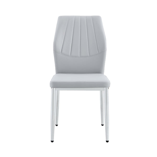 English Elm Table and Chair Set Marble Glass Top with Gray Pu Seating for Modern Dining W1151S04647
