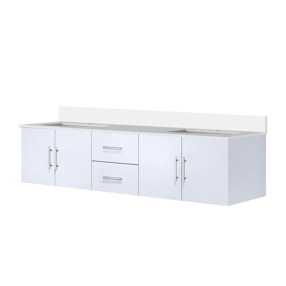 English Elm Glossy Solid Wood Double Bath Vanity 80" x 22" with Cultured Marble Top, Soft-Close Drawers, White B2731P258742