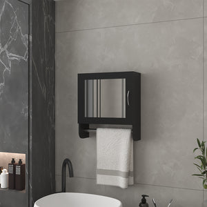 English Elm Medicine Cabinet Ulysses Black — Wall-Mounted Mirrored Bathroom Cabinet, Engineered Wood, Space-Saving B092P238724