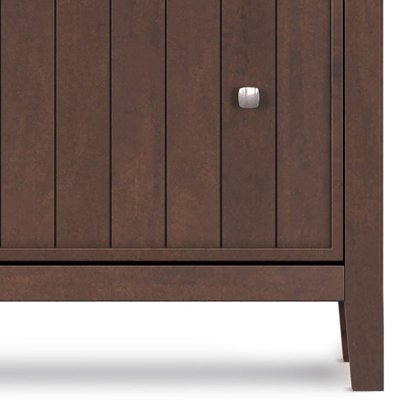 English Elm Acadian Solid Wood Entryway Shoe Cabinet with Tilt Doors Tapered Legs Brunette Finish B136P436049