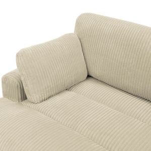 English Elm Large Corduroy Chaise Loveseat with Extended Leg Support for Relaxed Living Rooms Beige B2748S00008