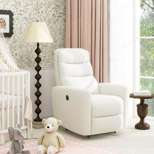 English Elm Jennifer Taylor Home - Bloomy Plush Power Recliner Chair in Chiffon White Bouclé — High-Back, Sherpa Comfort, USB-Nap Friendly B2719P238500