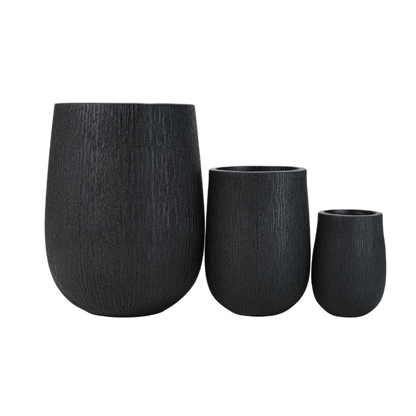 English Elm U_style Egg Shaped Mgo Stone Look Planters Set of 3 Sculptural Pots for Patio Garden N711P406659B