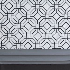 JLA Home 510 Design - Embroidered Pintuck Shower Curtain with Layered Microfiber Lining, Geometric Texture in Grey/Black 5DS70-0231