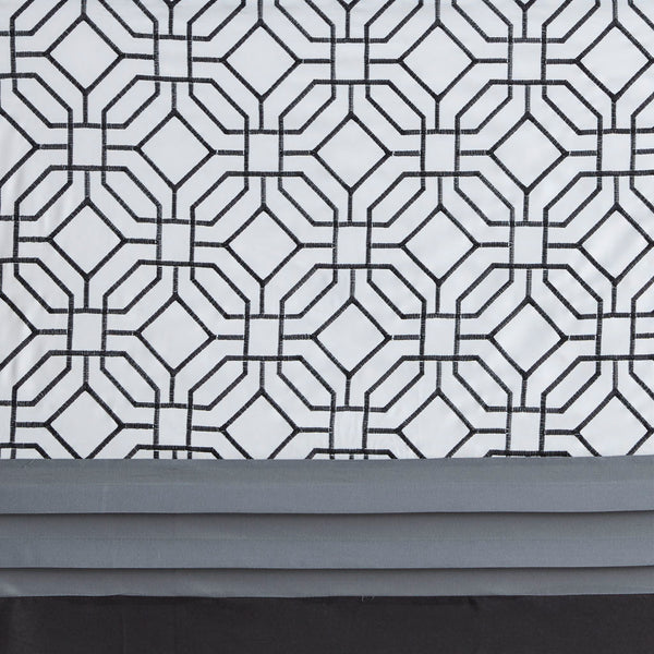 JLA Home 510 Design - Embroidered Pintuck Shower Curtain with Layered Microfiber Lining, Geometric Texture in Grey/Black 5DS70-0231