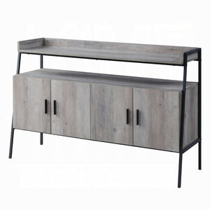 English Elm Grey Oak Contemporary 4-Door TV Stand for TVs up to 50" — Industrial Metal Frame, Ample Storage & Shelf (52" W) B062P209415