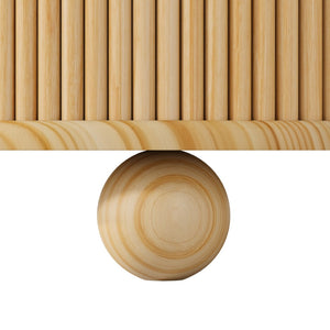 English Elm Round Fluted Pine Wood Coffee Table with Hidden Sliding Door Storage for Living Room Natural N735P369879N