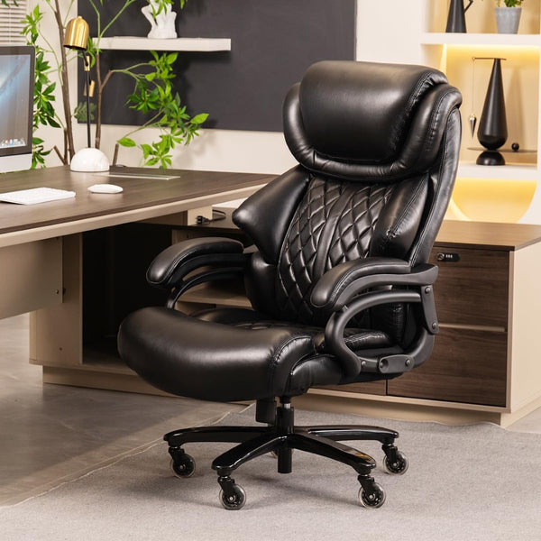 English Elm 500lbs Heavy Duty Executive Chair Wide Spring Seat Ergonomic High Back Home Office Black W5201P418318