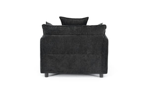 English Elm 39.4" Chenille Club Chair with Ottoman Solid Wood Frame for Living Room or Bedroom Black W3244P392667