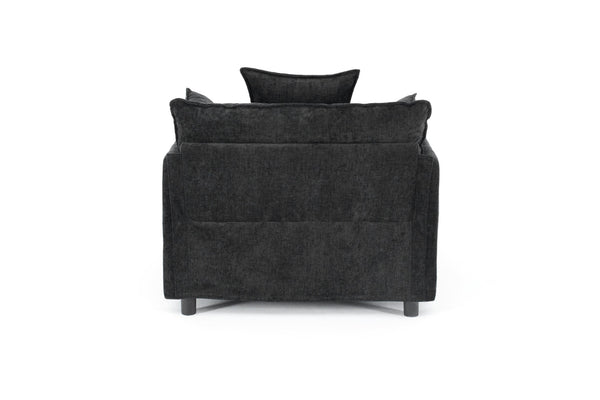 English Elm 39.4" Chenille Club Chair with Ottoman Solid Wood Frame for Living Room or Bedroom Black W3244P392667