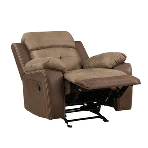 English Elm Plush Brown Microfiber Glider Recliner Chair - Solid Wood Frame, Tufted Arms, Contoured Comfort B011P228560