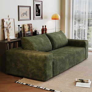 English Elm 63" Corduroy Loveseat Sofa Green - Deep Seat, Ergonomic Support, No Assembly, Durable 600lb Capacity W2824P362309