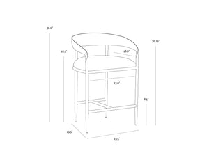 Sunpan Zanatta Stylish Barstool with Antique Brass Frame and Unique Hammered Metal Detailing for Any Space Charcoal Black Leather