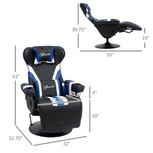 English Elm Vinsetto Racing-Style Gaming Recliner Chair with Lumbar Support, Footrest, Cup Holders, 360° Swivel Comfort W2225P249593