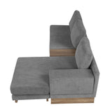 English Elm 114" L-Shaped Sofa Sectional Sofa With Two Usb Ports and Two Power Sockets, A Storage Drawer and A Reversible Chaise Lounge For Living Room, Grey