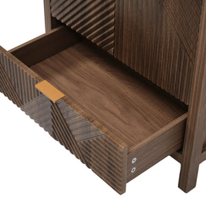 English Elm Christopher Knight Home® - 24 24-Inch Bathroom Vanity with Ceramic Sink, Textured Panels, Soft-Close Drawer & Large Storage Brown N817P339017B