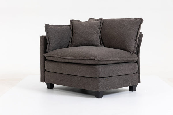 English Elm Modern Chenille Sectional Sofa with Chaise Lounge Solid Wood Frame Living Room Seating Antique Grey W2530P463107