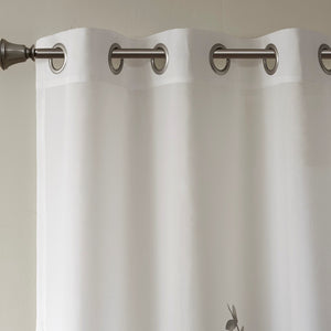 English Elm Burnout Botanical Curtain Panel Set – 2 Elegant Grey Panels With Silver Grommets For Light Filtering B035129675