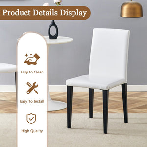 English Elm Table And Chair Set – Modern Glass Top Dining Table With 6 White Pu Chairs For Stylish Comfort W1151S03811-GIGA