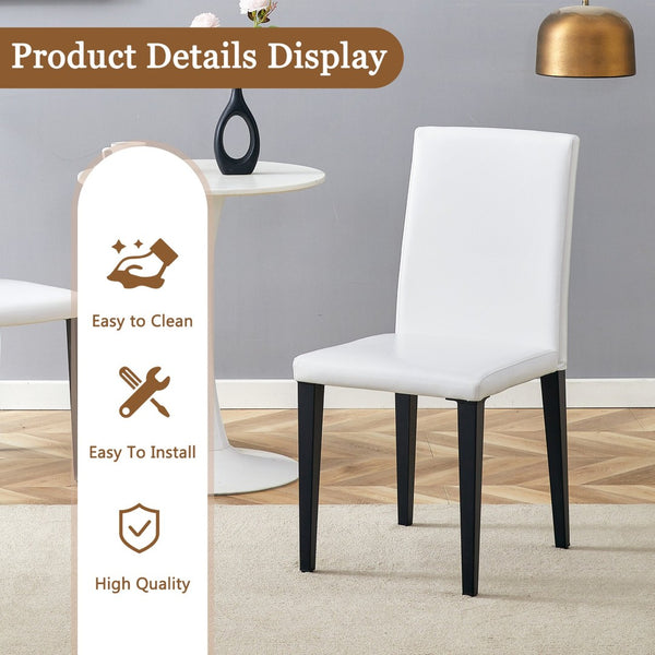 English Elm Table And Chair Set – Modern Glass Top Dining Table With 6 White Pu Chairs For Stylish Comfort W1151S03811-GIGA