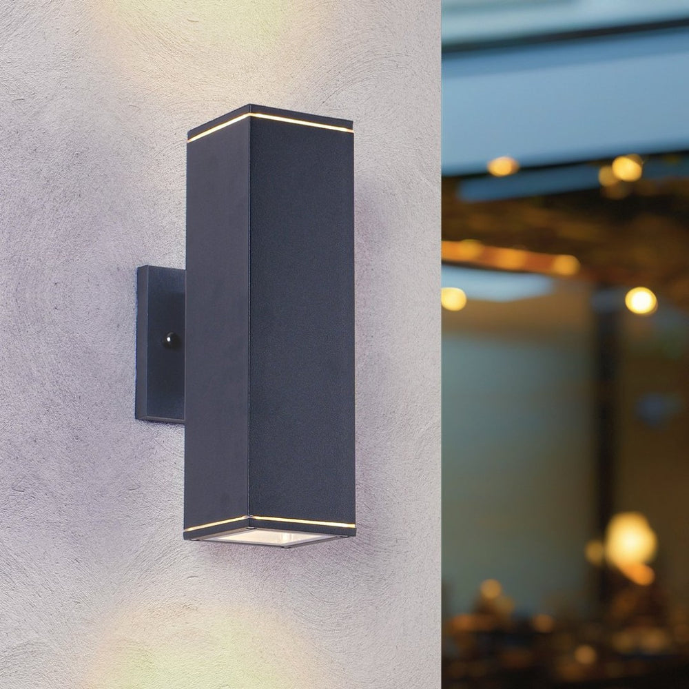 English Elm 12in Matte Black Aluminum Outdoor Wall Sconces up Down Lighting for Porch Patio Set of 4 W2312P416010
