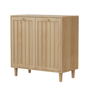 English Elm Sloping Tilt Out Laundry Cabinet with Dual Hamper Bins Oak Mdf Bathroom Storage W1706P465303