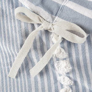 English Elm 3-piece Cotton Yarn Dyed Duvet Cover Set with Jacquard Pompom Stripe Bedding Blue B035P482896