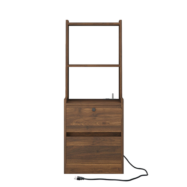 English Elm Nightstand with Charging Station, Voice-Control Night Light, Lockable Cabinet, USB & AC Ports, Modern Woodhelves W1321P204522