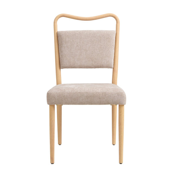 English Elm Armless Dining Chairs Iron Frame Wood Grain Finish Ergonomic Cushioned Seat Set of 2 N771P345831K