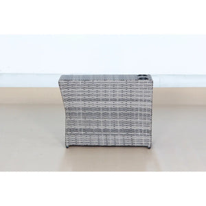 English Elm Shick Grey Mix Wicker Outdoor Side Table with Oversized Plush Cushion Support & Durable Cup Surface B120P205372